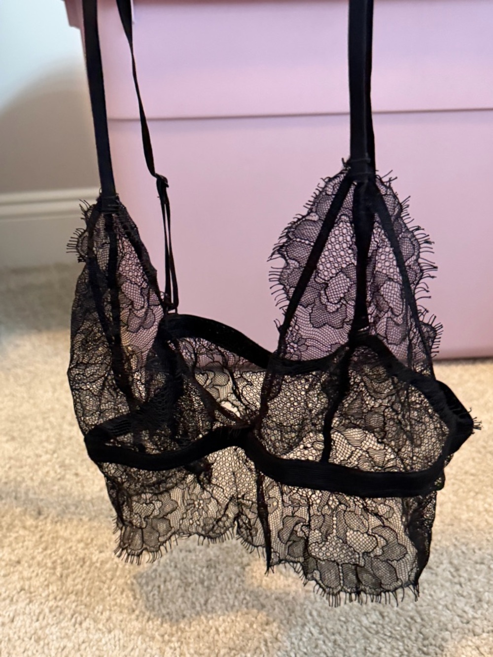 Lace Black Bralette - M